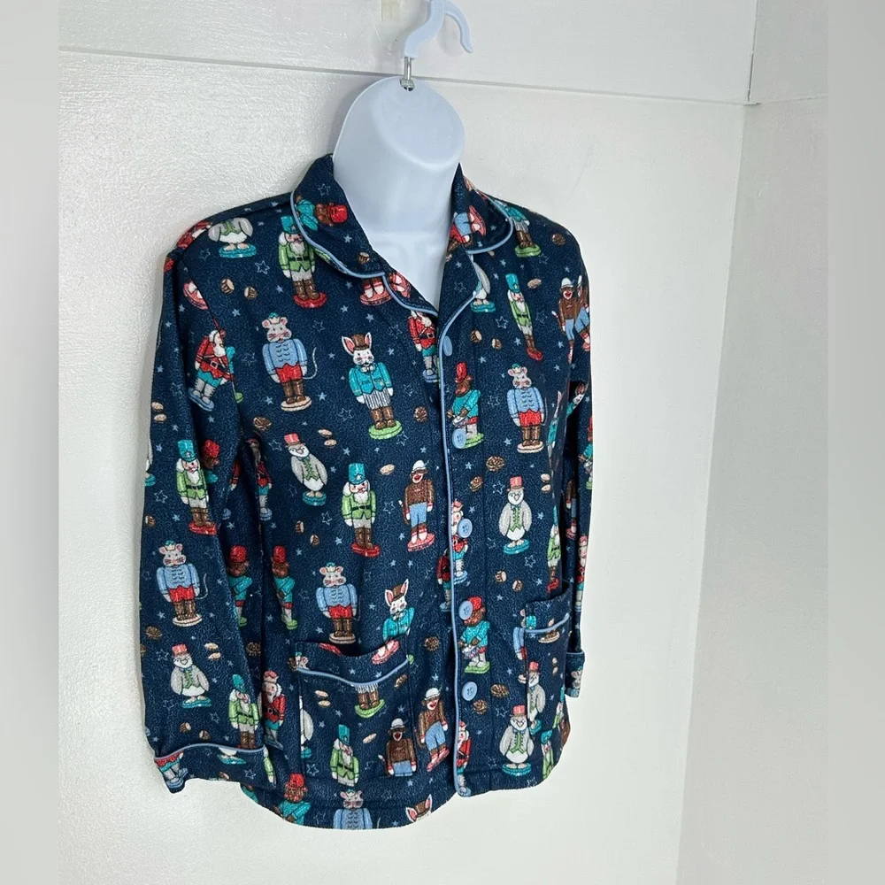 Nick & Nora Kids Pajama Set Holiday Nutcracker Button Top‎ & Pants Size 10 FR